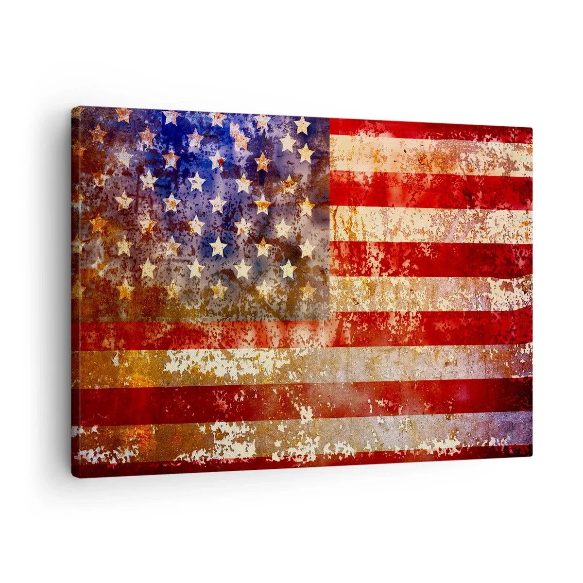 Bild auf Leinwand - Leinwandbild - Stilisierte US-Flagge mit gealtertem Effekt - 70x50cm - Ruhm verblasst nicht - Moderne Wanddekoration für Wohnzimmer und Schlafzimmer ARTTOR