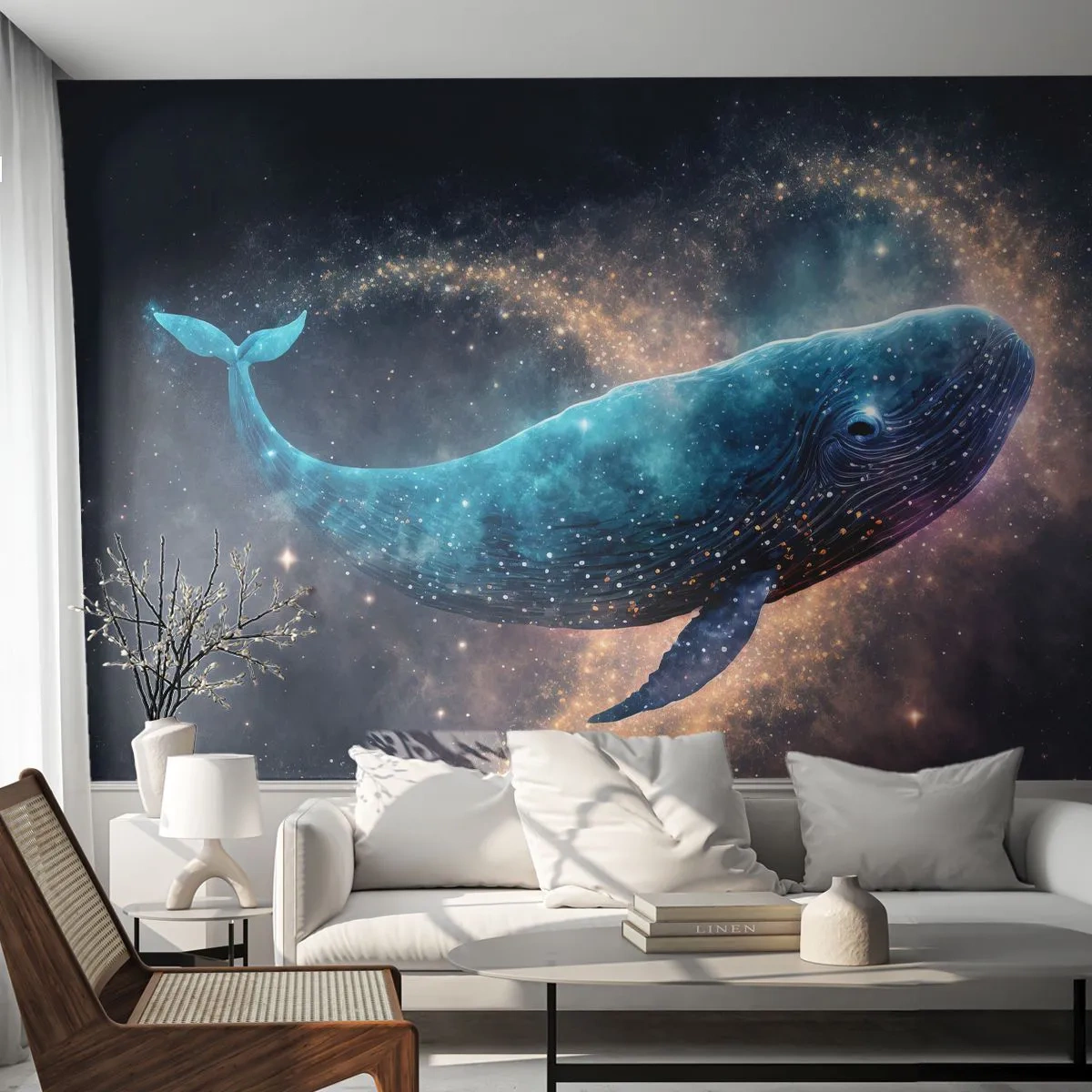 Fototapete Premium Sand - Es gibt so eine Welt… - Wal, Magie, Fantastisch - 300x210 cm