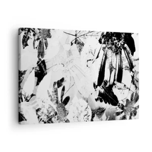 Bild auf Leinwand - Leinwandbild - Schwarz-weiße abstrakte Blumen im minimalistischen Stil - 70x50cm - Herbst negativ - Moderne Wanddekoration für Wohnzimmer und Schlafzimmer ARTTOR