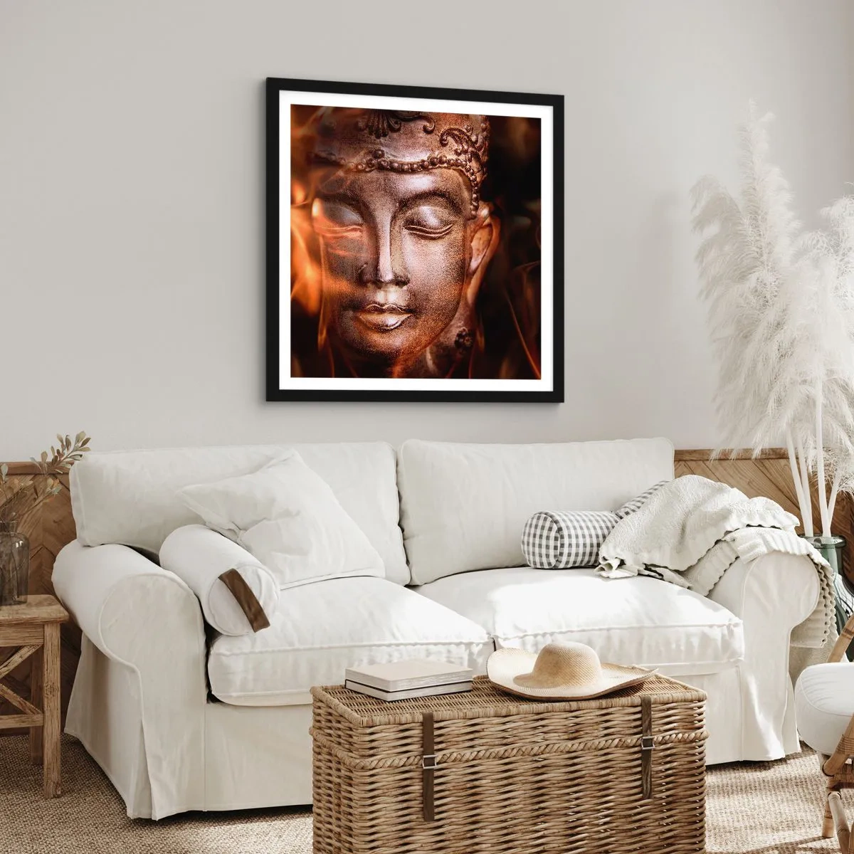 Poster in einem schwarzem Rahmen - Es existiert nur hier und jetzt - 40x40 cm