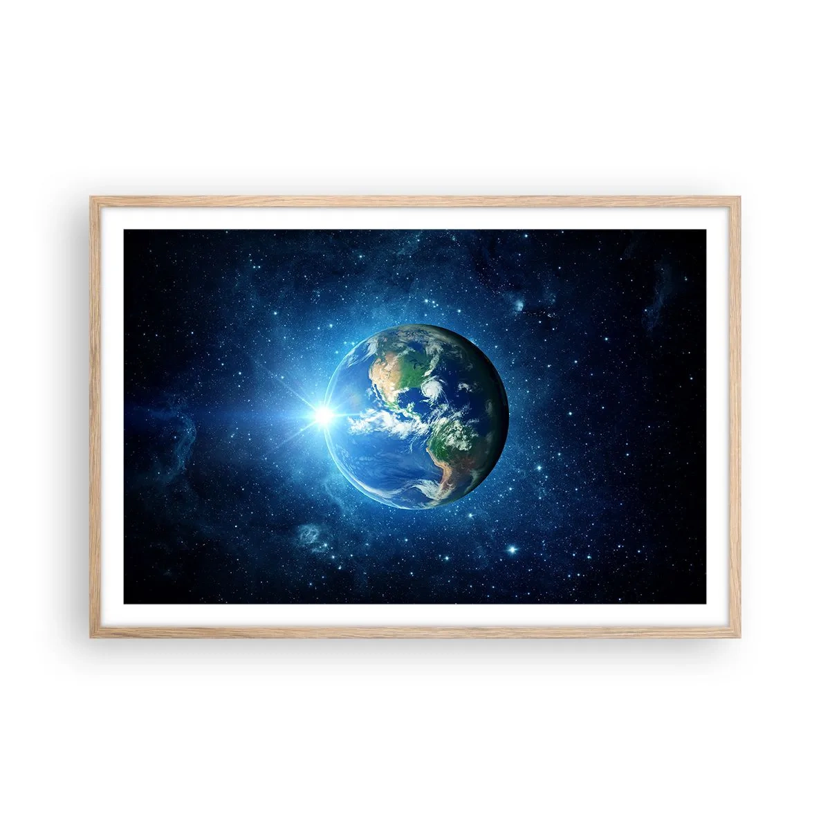 Poster in einem Rahmen aus heller Eiche - Wir sind im Himmel - 91x61 cm
