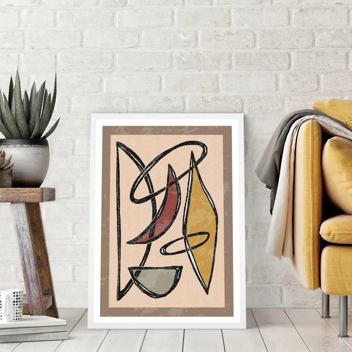 Poster in einem weißen Rahmen - Komposition – Bögen und Ovale - 30x40 cm