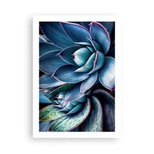 Poster - Agave in Blau- und Grüntönen - 50x70cm - Lebenskraft - Moderne Wanddekoration für Wohnzimmer und Schlafzimmer ARTTOR