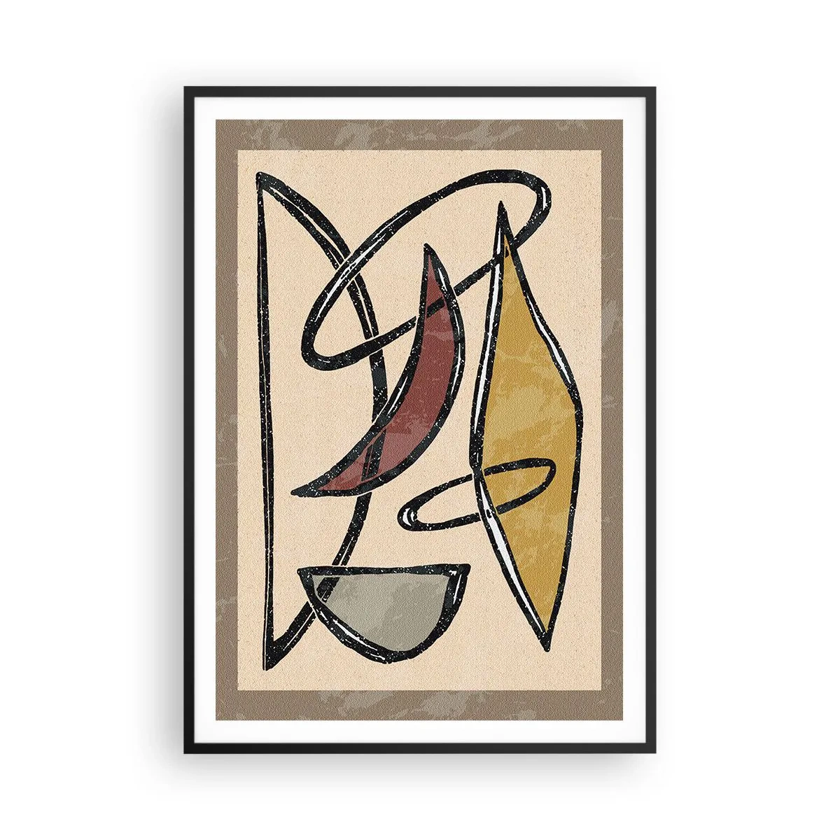 Poster in einem schwarzem Rahmen - Komposition – Bögen und Ovale - 70x100 cm