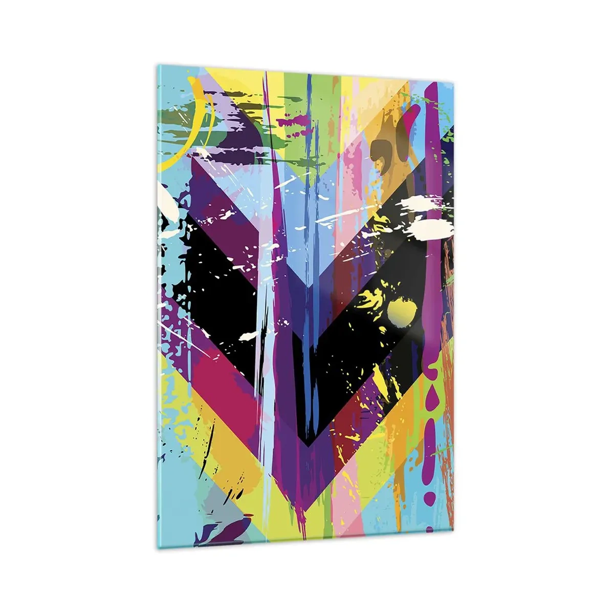 Glasbild - Bild auf glas - Abstraktes Muster mit bunten geometrischen Formen - 80x120cm - Von oben nach unten - Moderne Wanddekoration für Wohnzimmer und Schlafzimmer ARTTOR