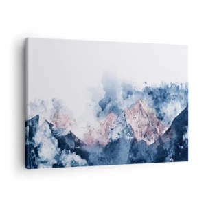 Bild auf Leinwand - Leinwandbild - Aquarell Berge in Pastelltönen auf weißem Hintergrund - 70x50cm - Das sind die Spitzen! - Moderne Wanddekoration für Wohnzimmer und Schlafzimmer ARTTOR