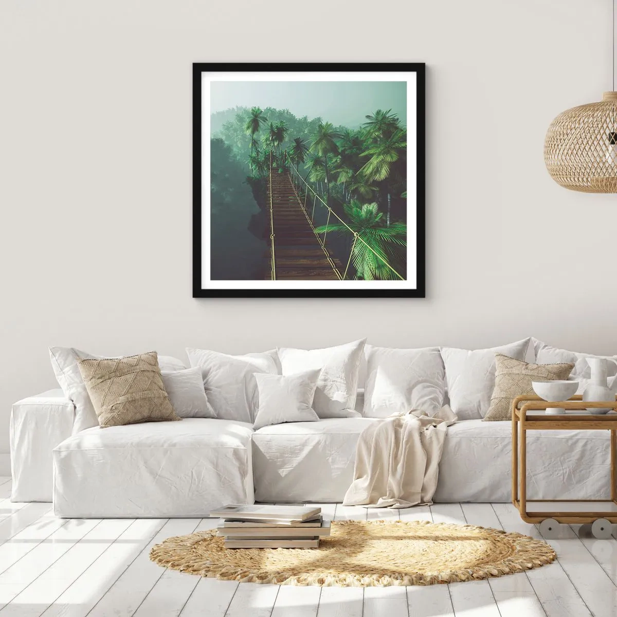 Poster in einem schwarzem Rahmen - Über der Brandung des Grüns - 60x60 cm