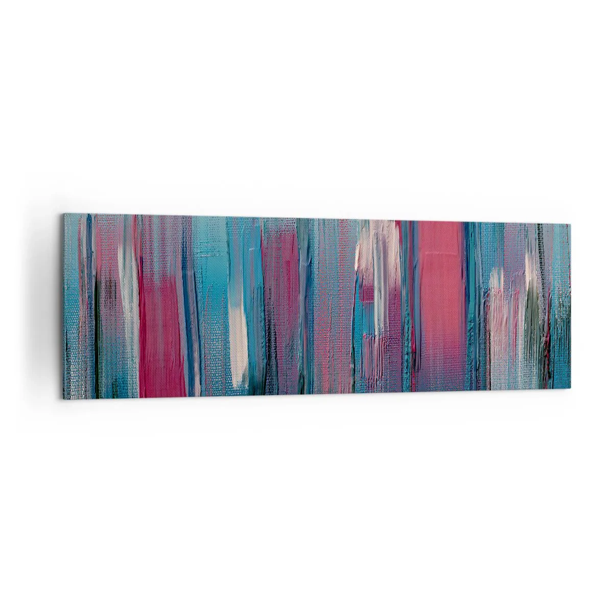 Bild auf Leinwand - Leinwandbild - Abstrakte vertikale Formen in Blau- und Rottönen - 160x50cm - Vertikale Komposition in Blau und Rot - Moderne Wanddekoration für Wohnzimmer und Schlafzimmer ARTTOR
