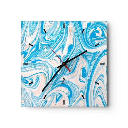 Wanduhr - Glasuhr - Sumpf in Türkis - 40x40 cm