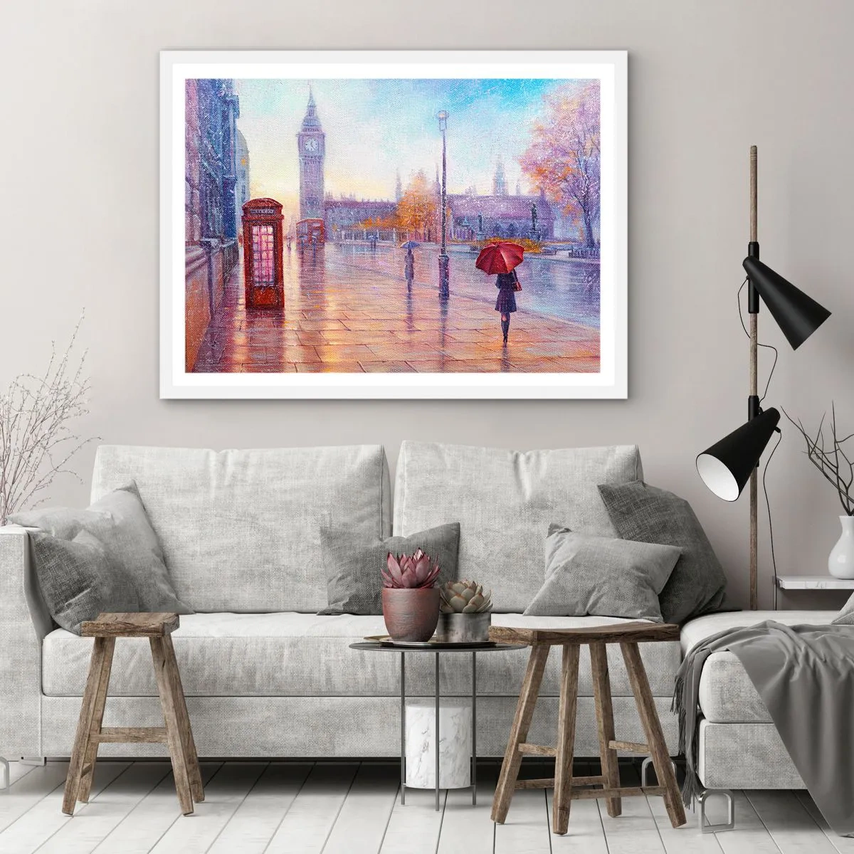 Poster in einem weißen Rahmen - Londoner Herbsttag - 40x30 cm