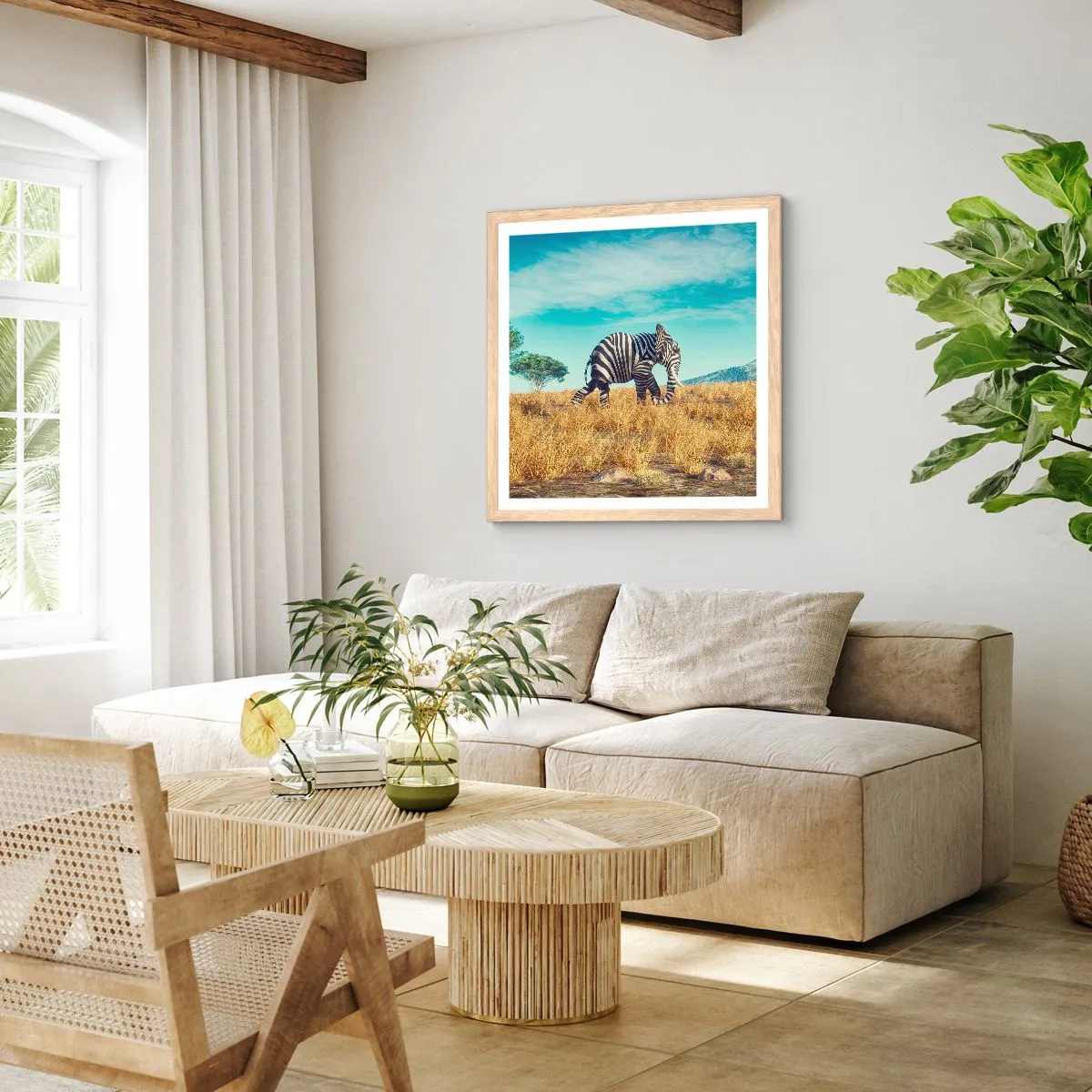 Poster in einem Rahmen aus heller Eiche - Grau ist nicht mehr in Mode - 50x50 cm