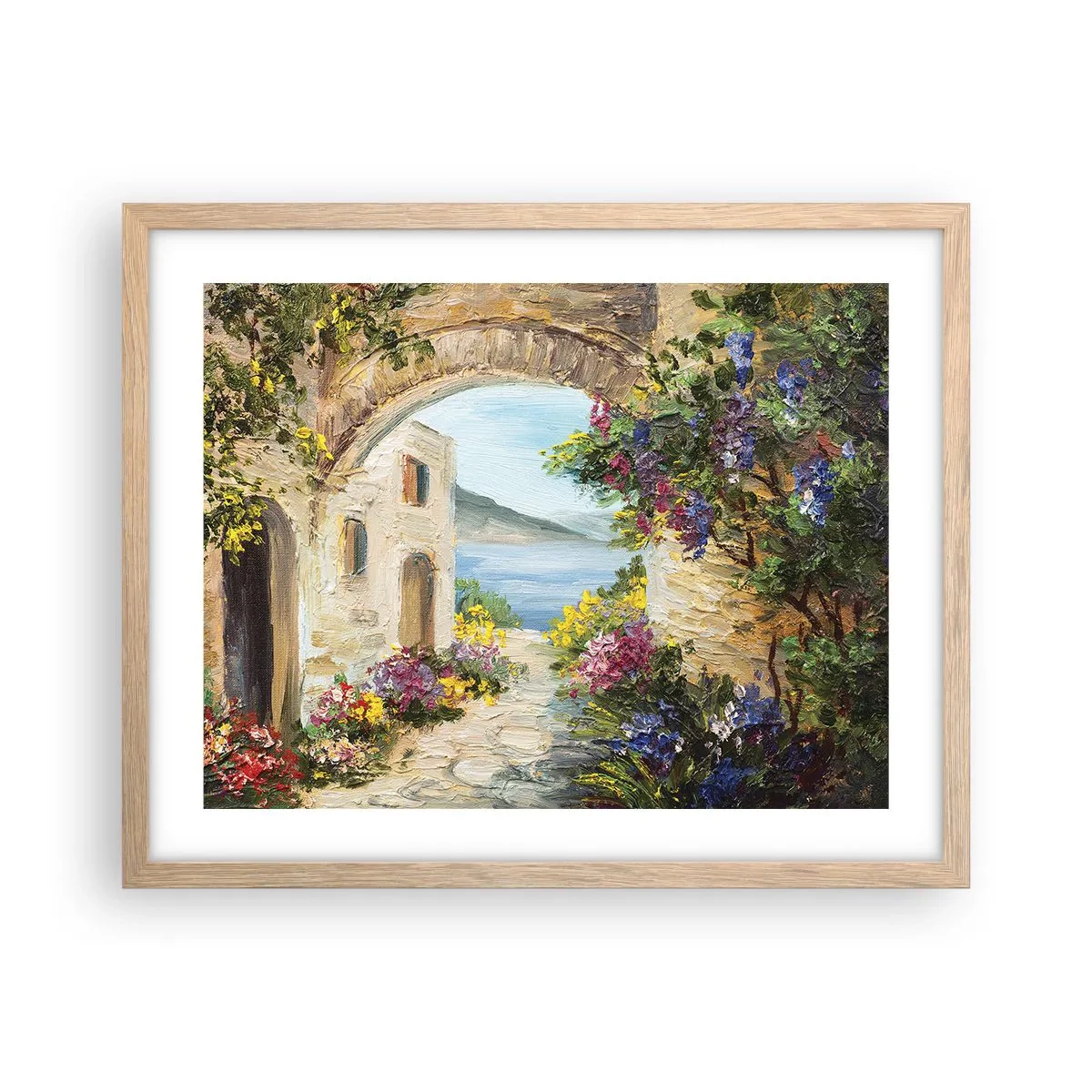 Poster in einem Rahmen aus heller Eiche - Charme einer Küstenprovinz - 50x40 cm