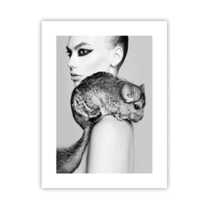 Poster - Dame mit einem Chinchilla - 30x40 cm