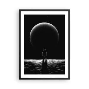 Poster in einem schwarzem Rahmen - Ein Astronaut vor dem Hintergrund eines riesigen Planeten im Weltraum - 50x70cm - Angesicht zu Angesicht - Moderne Wanddekoration für Wohnzimmer und Schlafzimmer ARTTOR