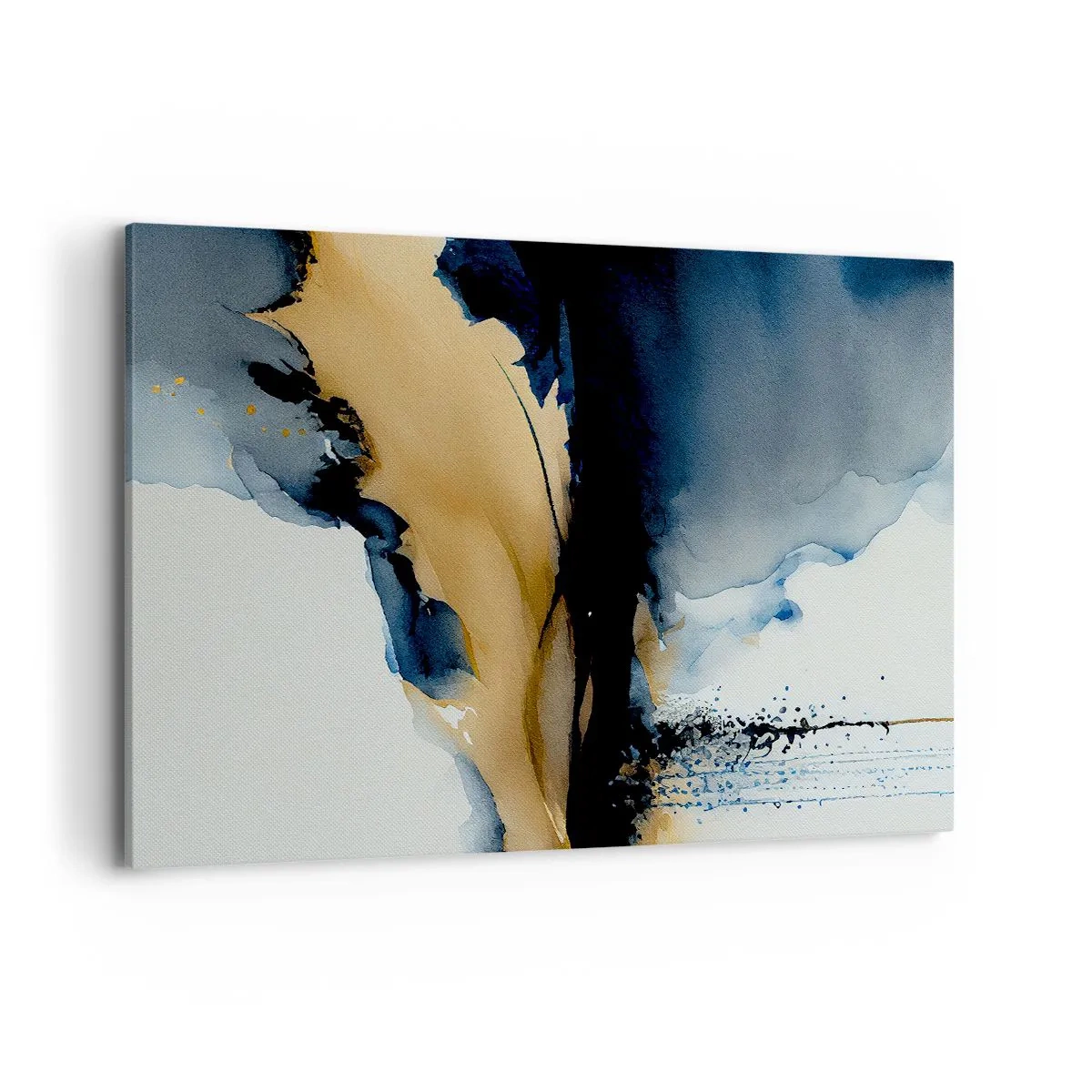 Bild auf Leinwand - Leinwandbild - Eine abstrakte Komposition in Marineblau- und Goldtönen - 120x80cm - Hinter dem Vorhang - Moderne Wanddekoration für Wohnzimmer und Schlafzimmer ARTTOR