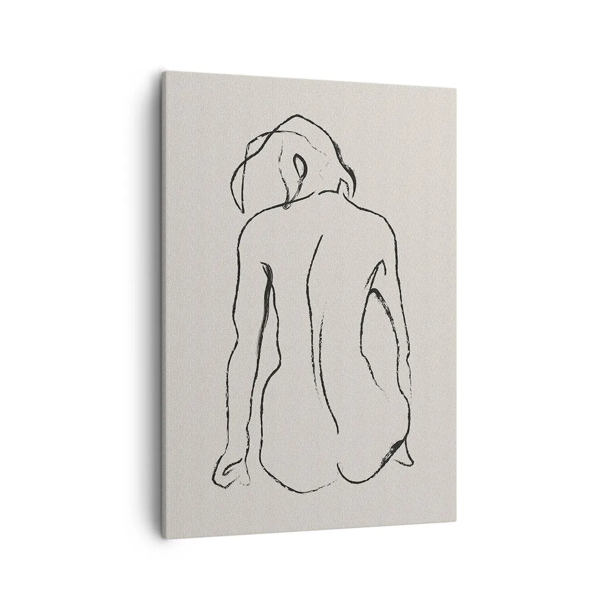 Bild auf Leinwand - Leinwandbild - Eine subtile Skizze der Silhouette eines Mädchens von hinten - 50x70cm - Mädchenakt - Moderne Wanddekoration für Wohnzimmer und Schlafzimmer ARTTOR