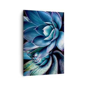 Bild auf Leinwand - Leinwandbild - Agave in Blau- und Grüntönen mit rosa Akzenten - 70x100cm - Lebenskraft - Moderne Wanddekoration für Wohnzimmer und Schlafzimmer ARTTOR