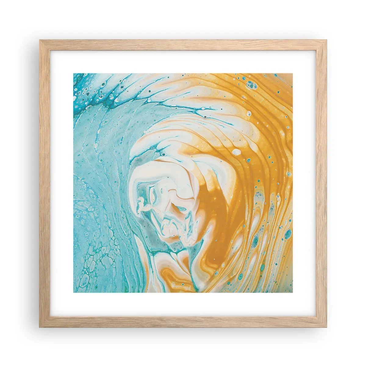 Poster in einem Rahmen aus heller Eiche - Pastellwirbel - 40x40 cm