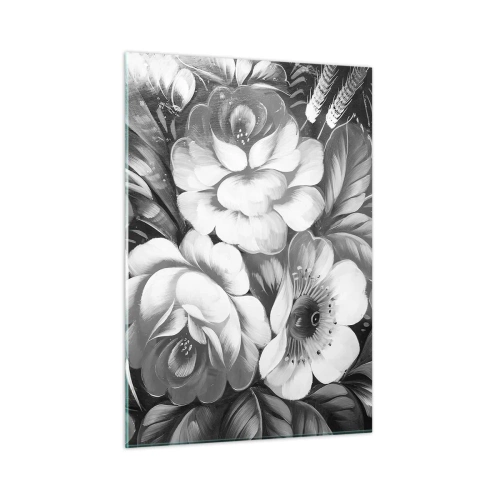 Glasbild - Bild auf glas - Ein eleganter Blumenstrauß in Grautönen - 50x70cm - Schön auch in Grau - Moderne Wanddekoration für Wohnzimmer und Schlafzimmer ARTTOR