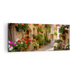 Bild auf Leinwand - Leinwandbild - In der Flut Blumen - 100x40 cm