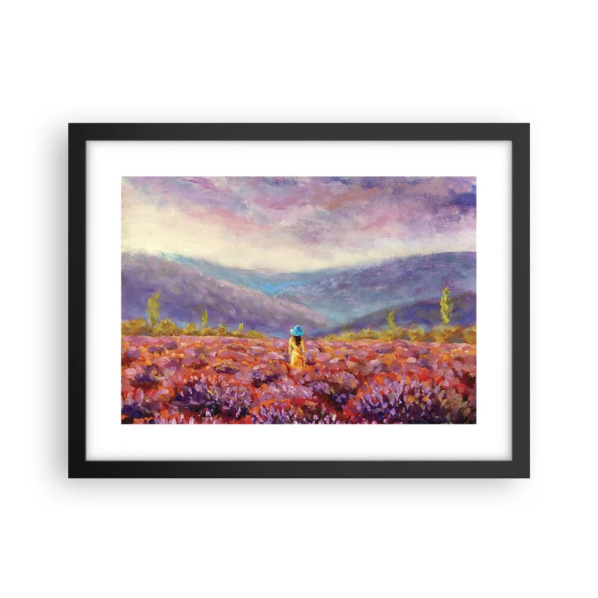 Poster in einem schwarzem Rahmen - In einer Lavendelwelt - 40x30 cm