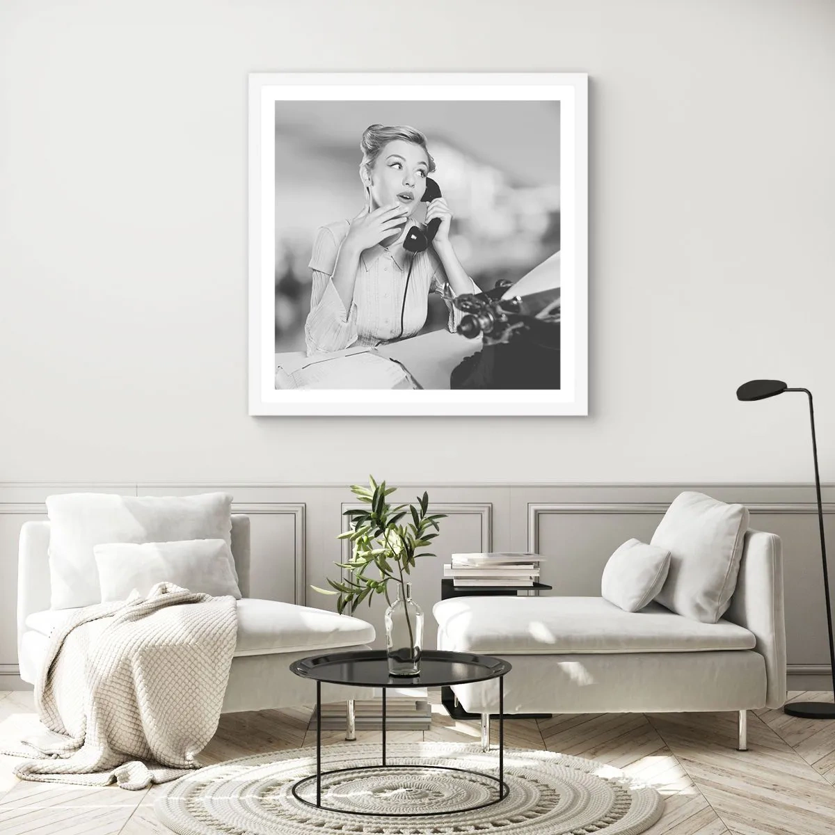 Poster in einem weißen Rahmen - Hallo, wir sind in den 1950er Jahren. - 40x40 cm