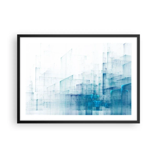 Poster in einem schwarzem Rahmen - Abstrakte geometrische Formen in Blautönen - 70x50cm - Wie der Raum wgeschaffen urde - Moderne Wanddekoration für Wohnzimmer und Schlafzimmer ARTTOR