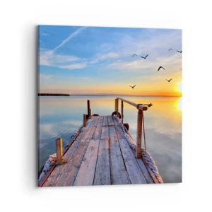 Bild auf Leinwand - Leinwandbild - Lauf direkt der Sonne entgegen - 70x70 cm