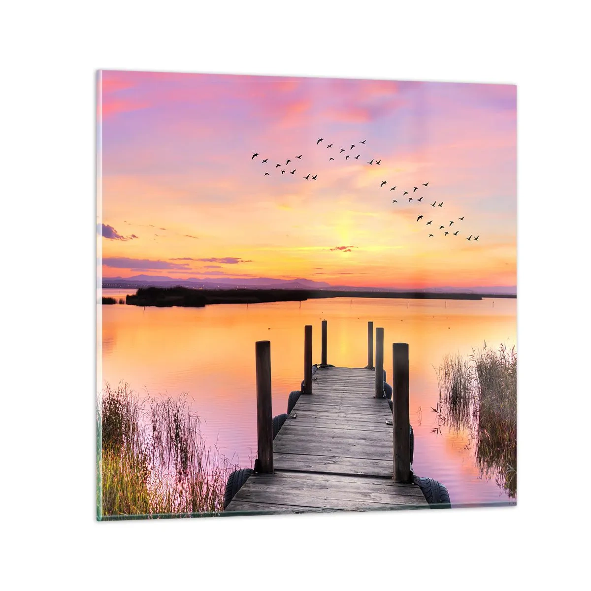 Glasbild - Bild auf glas - Violette stille Morgendämmerung - 30x30 cm