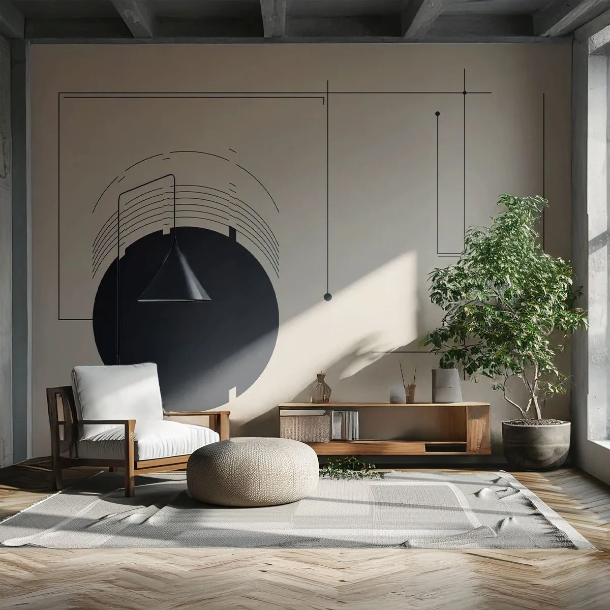 Fototapete Premium Sand - Flexible und dynamische Komposition - Geometrisch, Minimalismus, Ästhetisch - 250x175 cm