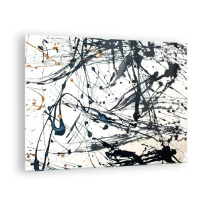 Glasbild - Bild auf glas - Abstrakte Punkte und Linien auf hellem Hintergrund - 70x50cm - Sinn machen oder keinen Sinn machen? - Moderne Wanddekoration für Wohnzimmer und Schlafzimmer ARTTOR