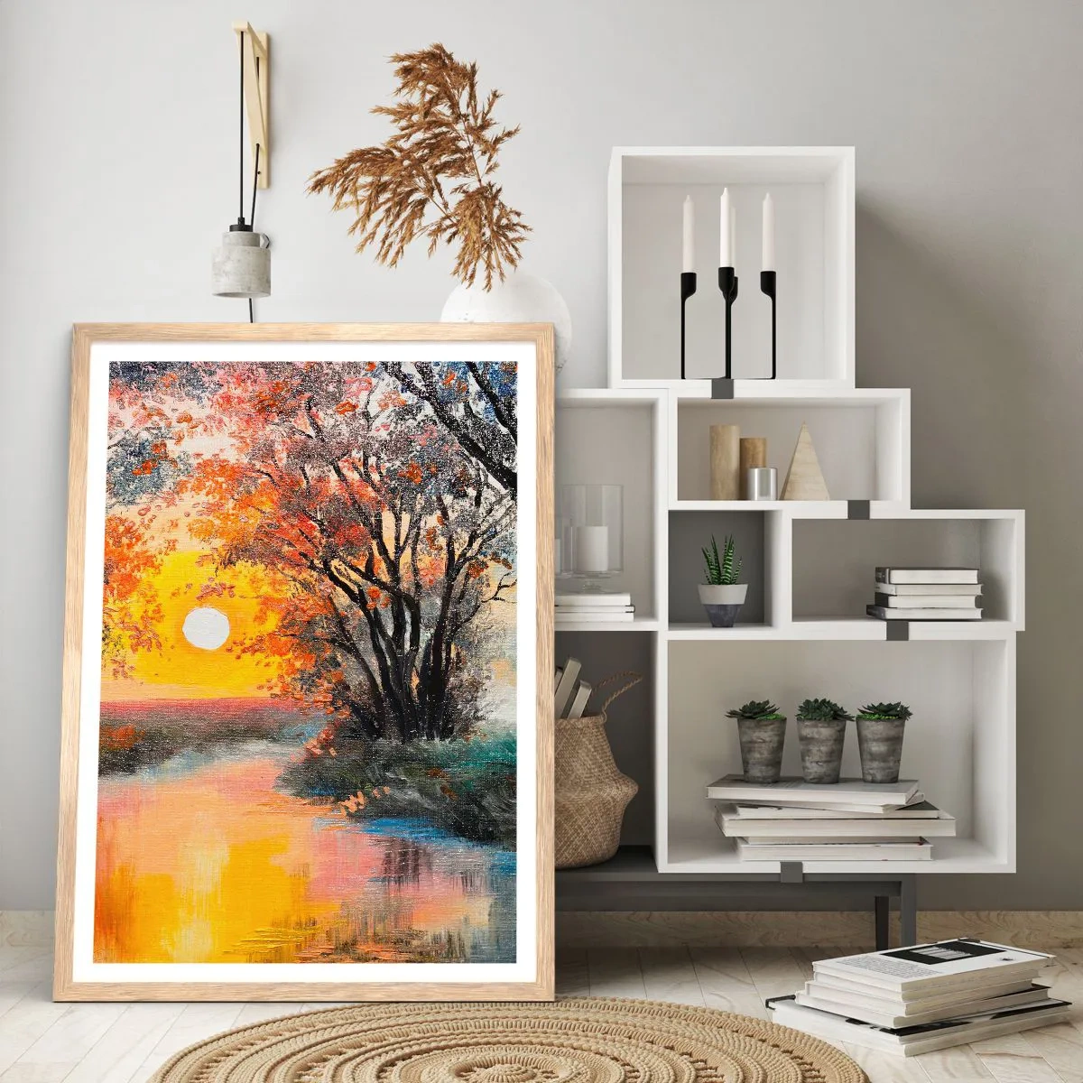 Poster in einem Rahmen aus heller Eiche - Herbststimmung - 70x100 cm