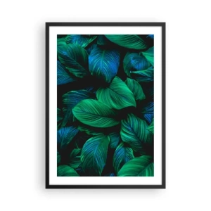 Poster in einem schwarzem Rahmen - Grüne Blätter in intensiven Farbtönen - 50x70cm - In der grünen Menge - Moderne Wanddekoration für Wohnzimmer und Schlafzimmer ARTTOR