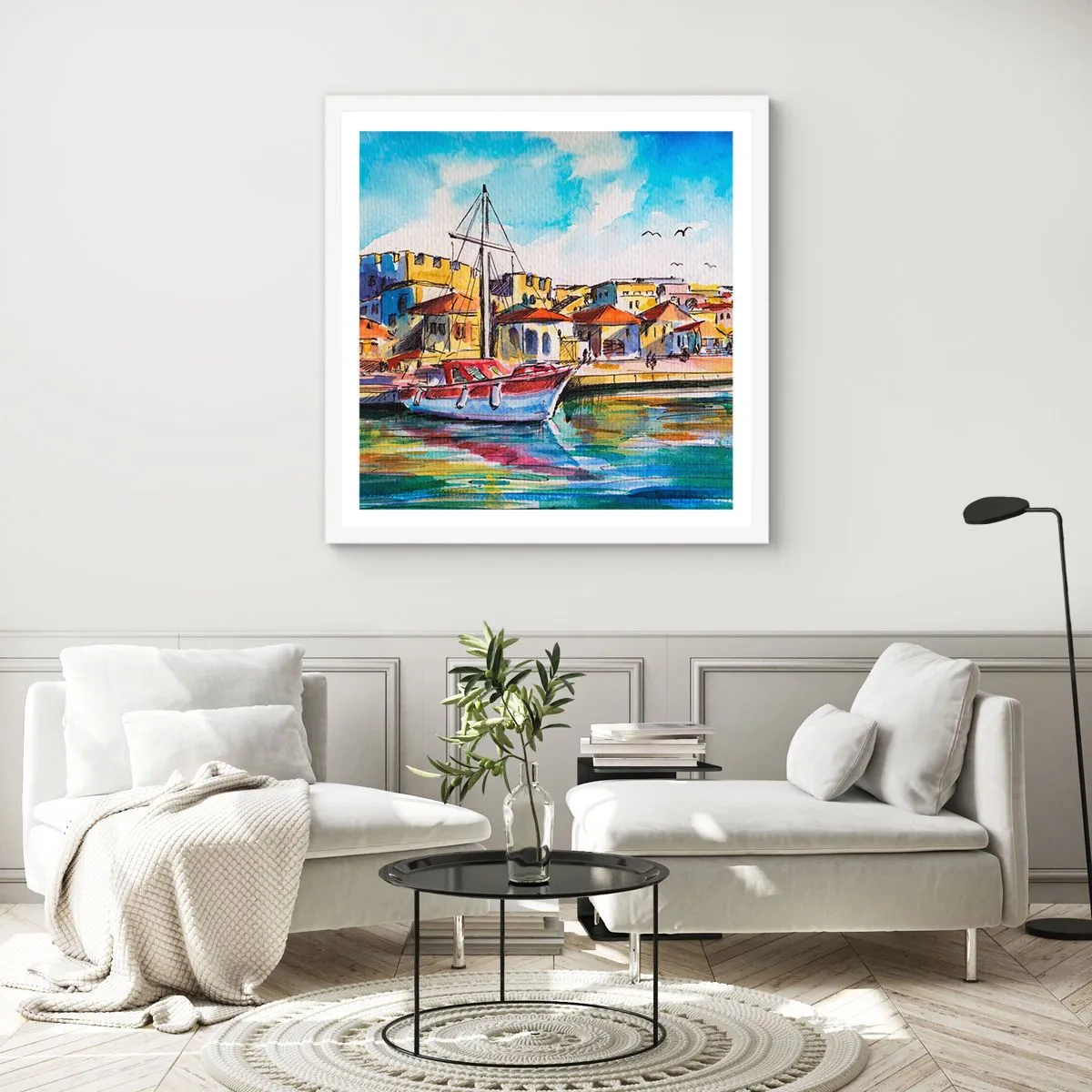 Poster in einem weißen Rahmen - Regenbogennachmittag - 60x60 cm