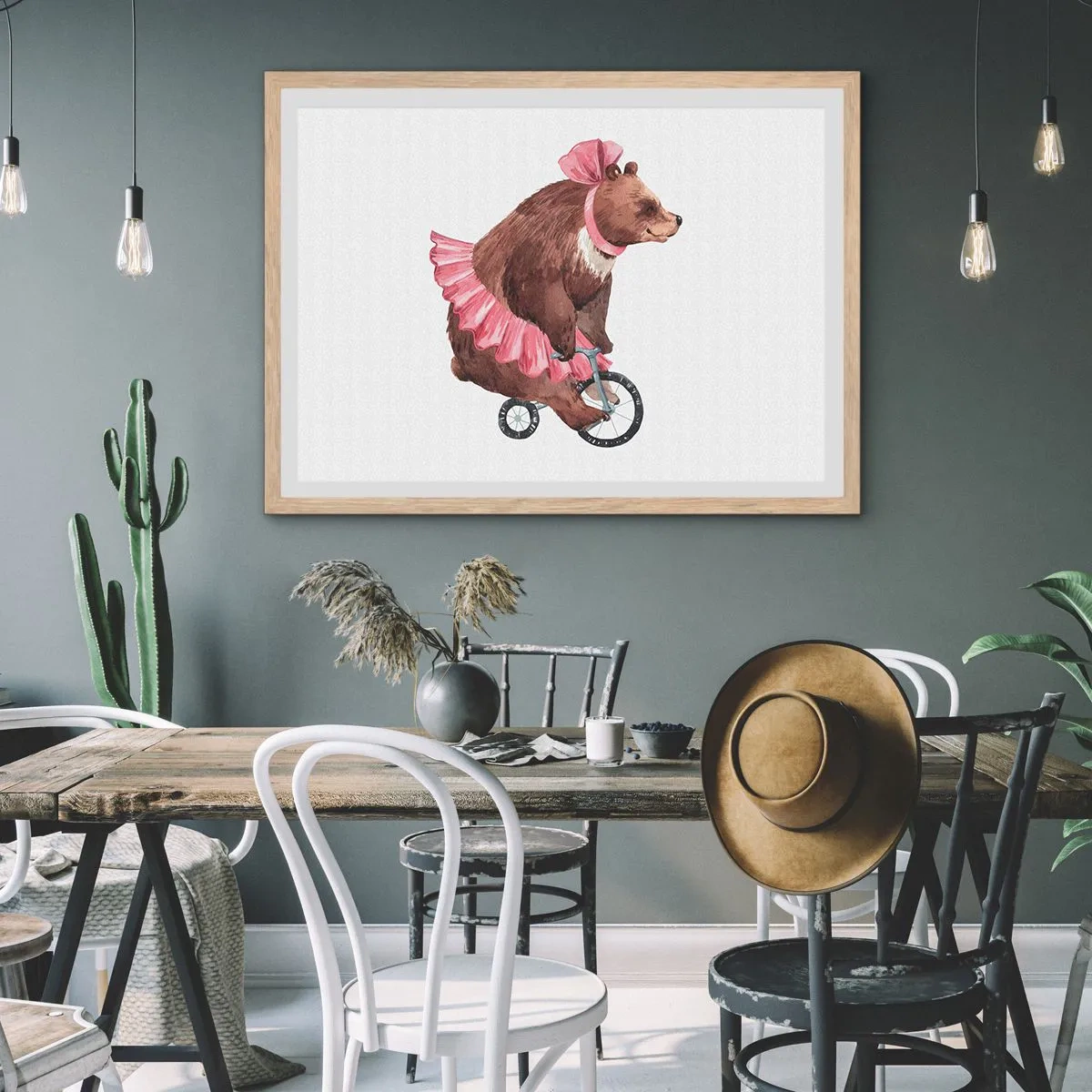 Poster in einem Rahmen aus heller Eiche - Was für ein Affentheater! - 70x50 cm