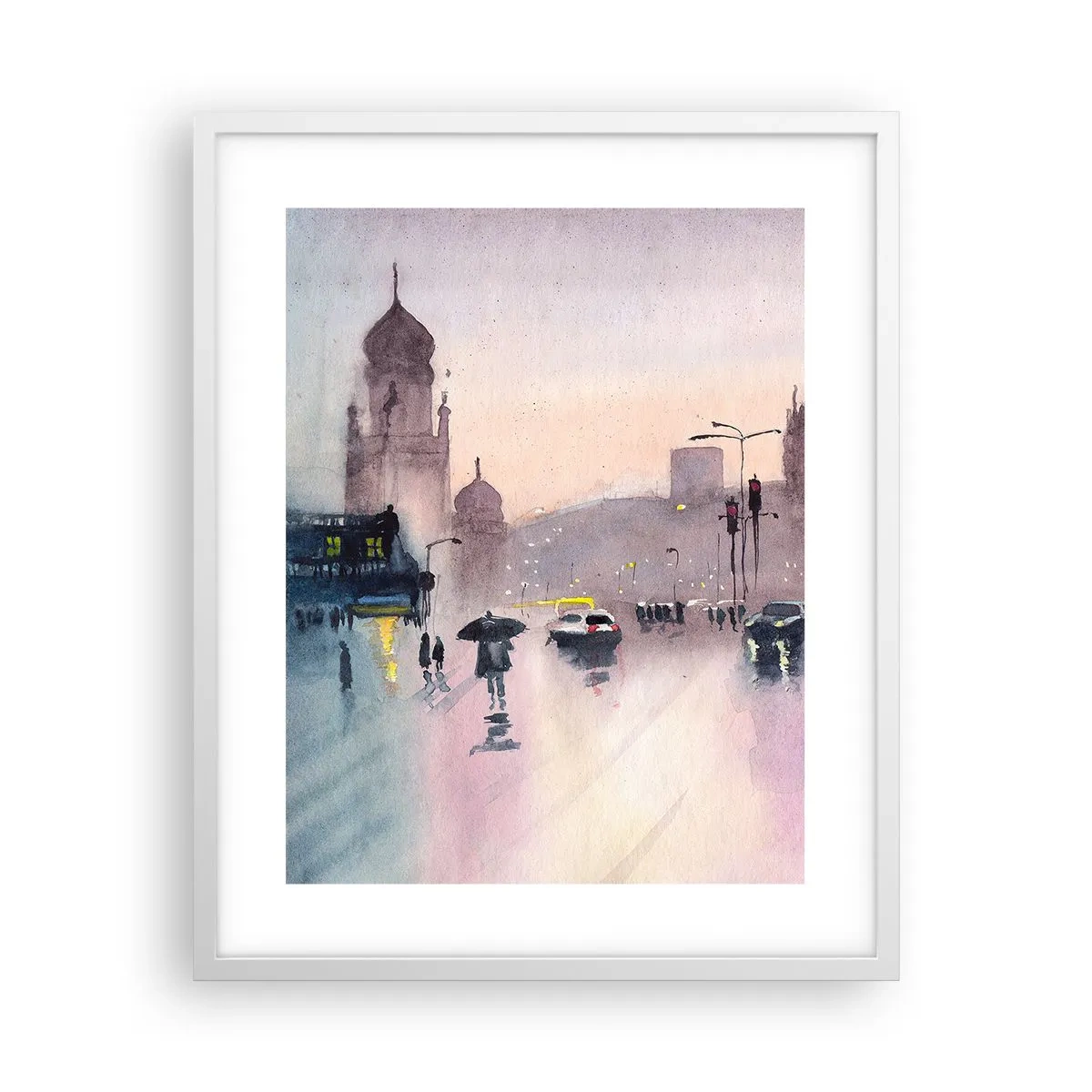 Poster in einem weißen Rahmen - Im regnerischen Dunst - 40x50 cm