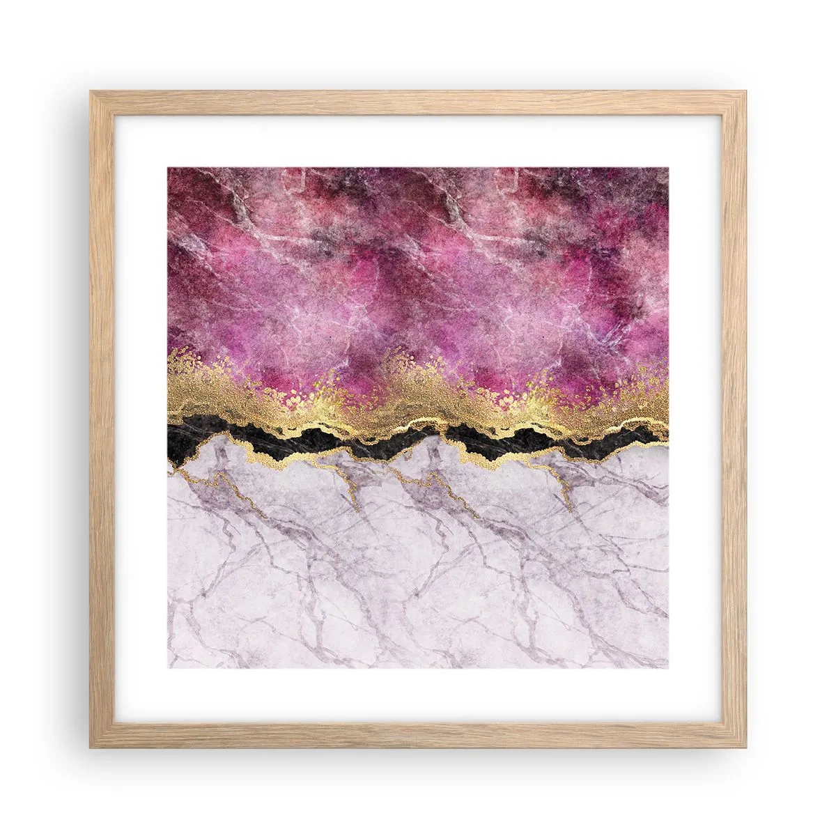 Poster in einem Rahmen aus heller Eiche - An der Grenze - 40x40 cm