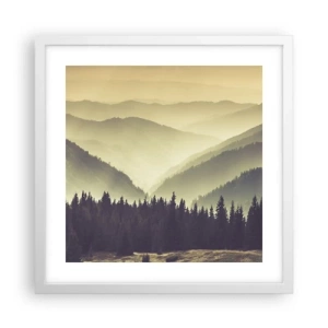 Poster in einem weißen Rahmen - Hinter den sieben Bergen ... - 40x40 cm