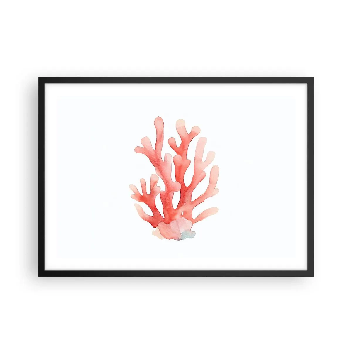 Poster in einem schwarzem Rahmen - Eine subtile Darstellung von Korallen in Pastelltönen - 70x50cm - Korallenfarbene Koralle - Moderne Wanddekoration für Wohnzimmer und Schlafzimmer ARTTOR