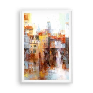 Poster in einem weißen Rahmen - Schön ist es auch unter der Brücke - 70x100 cm