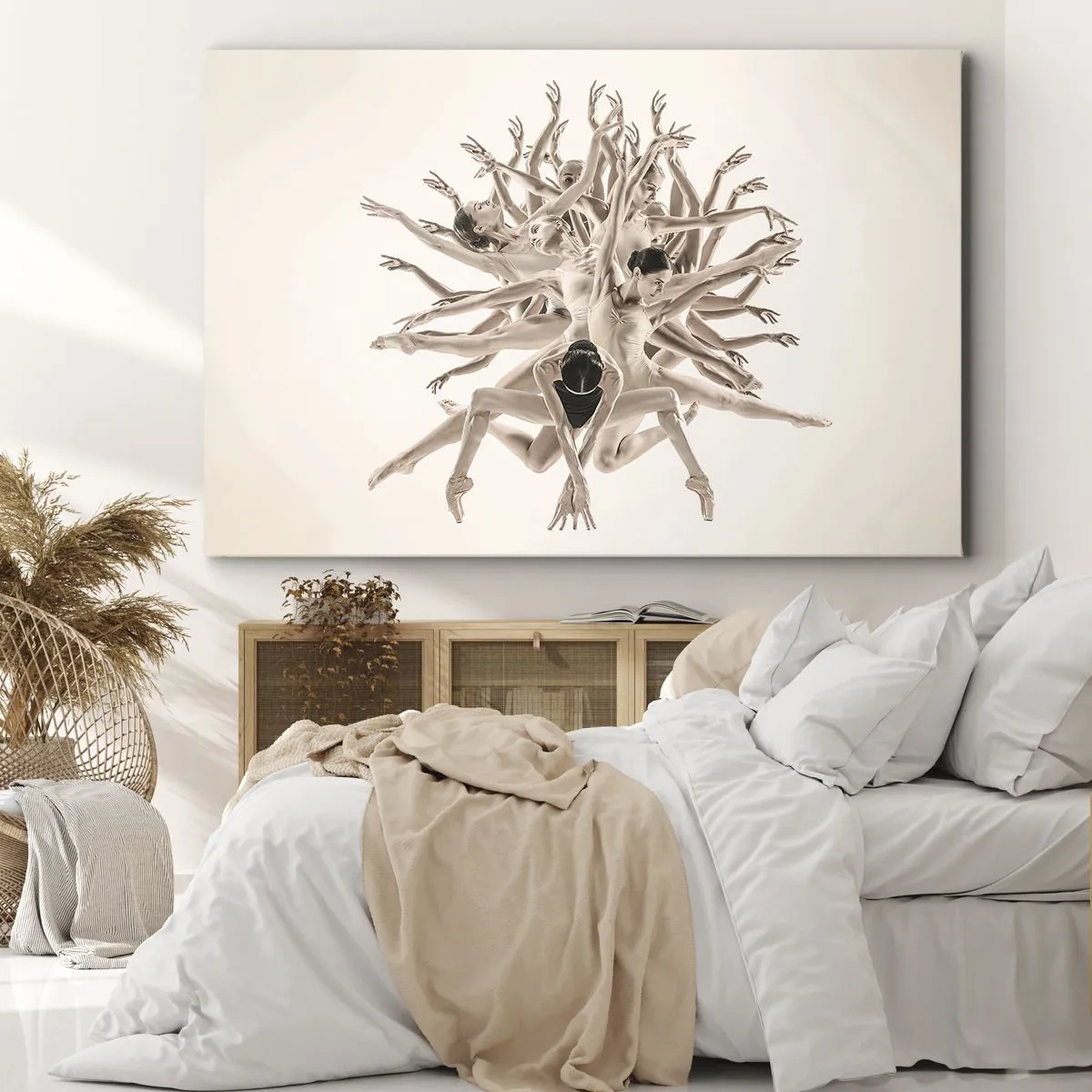 Bild auf Leinwand - Leinwandbild - Abstrakte Komposition von Tänzern in Bewegung - 70x50cm - Aufblühen im Tanz - Moderne Wanddekoration für Wohnzimmer und Schlafzimmer ARTTOR
