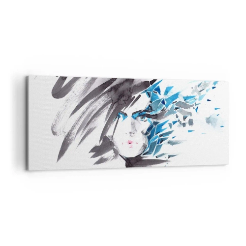 Bild auf Leinwand - Leinwandbild - Sinnliches Portrait in Grau und Blau - 100x40 cm