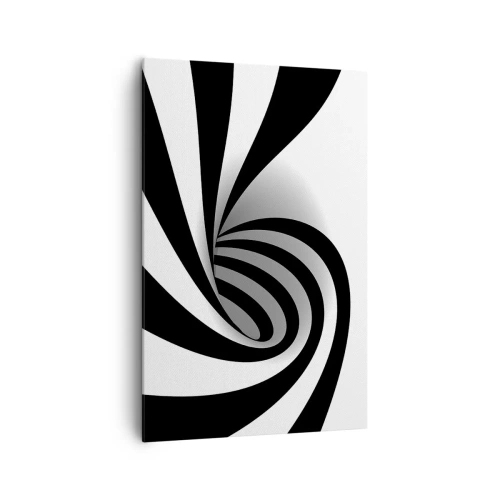Bild auf Leinwand - Leinwandbild - Abstrakter optischer Wirbel in Schwarzweiß - 80x120cm - Und doch dreht es sich - Moderne Wanddekoration für Wohnzimmer und Schlafzimmer ARTTOR