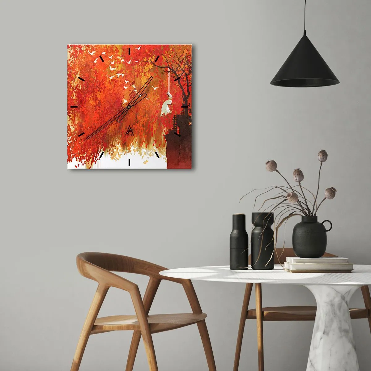 Wanduhr - Glasuhr - Wird er mit ihnen fliegen? - 40x40 cm