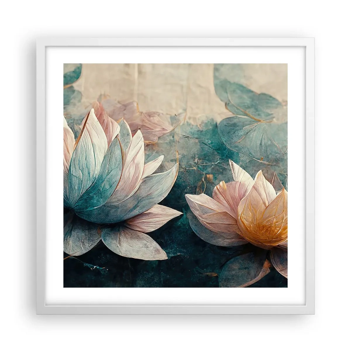 Poster in einem weißen Rahmen - Seesterne - 50x50 cm