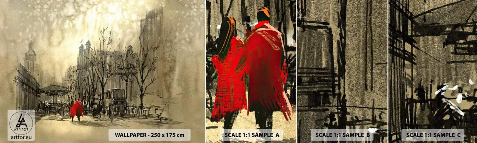 Fototapeten Muster Selbstklebend Deluxe Sticker - Ein Date im Londoner Nebel - Stadt, London, Die Architektur - 100x30 cm