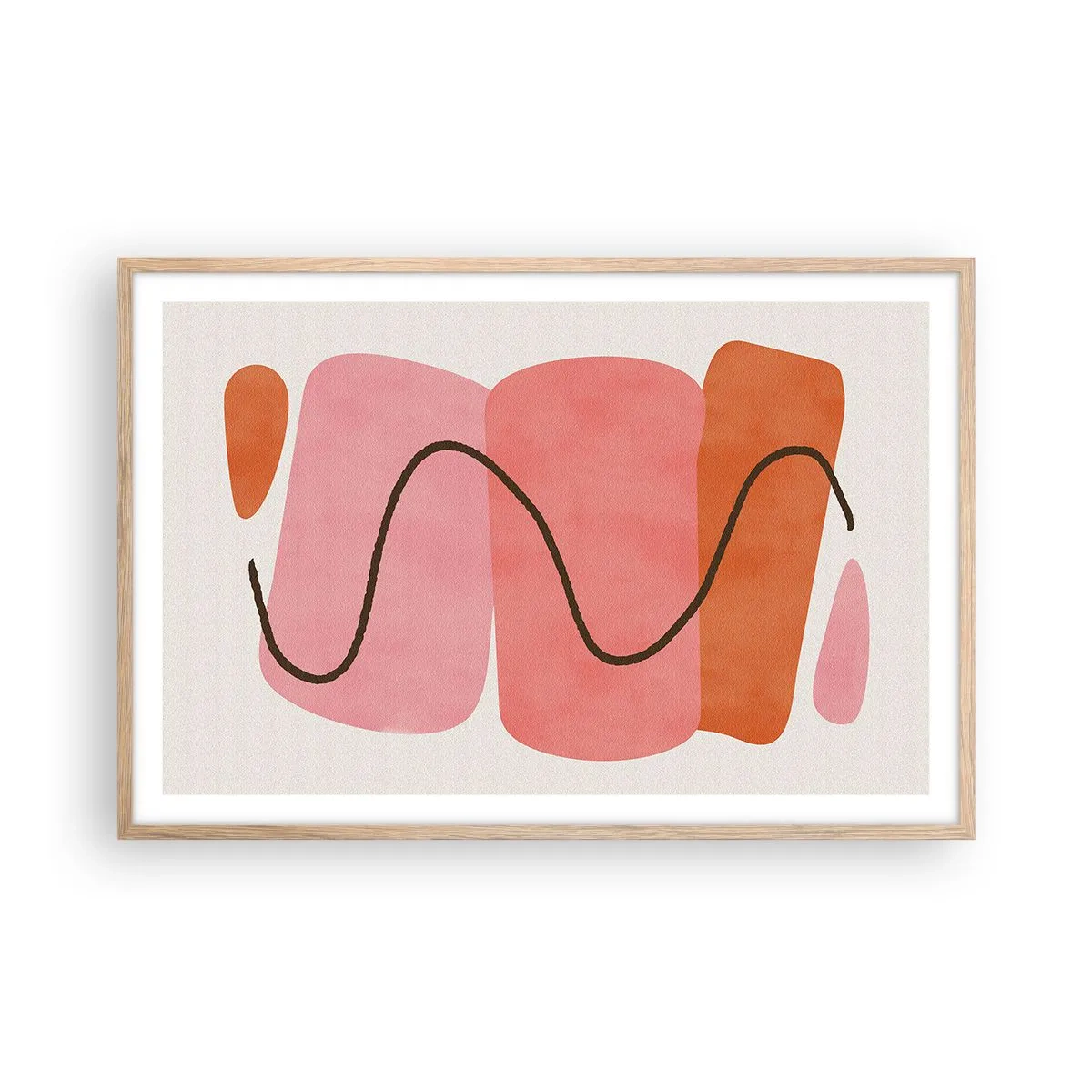 Poster in einem Rahmen aus heller Eiche - Sanfte Bewegung der Formen - 91x61 cm