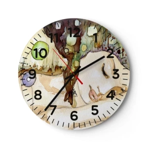 Wanduhr - Glasuhr - Ein smaragd-violetter Traum - 40x40 cm