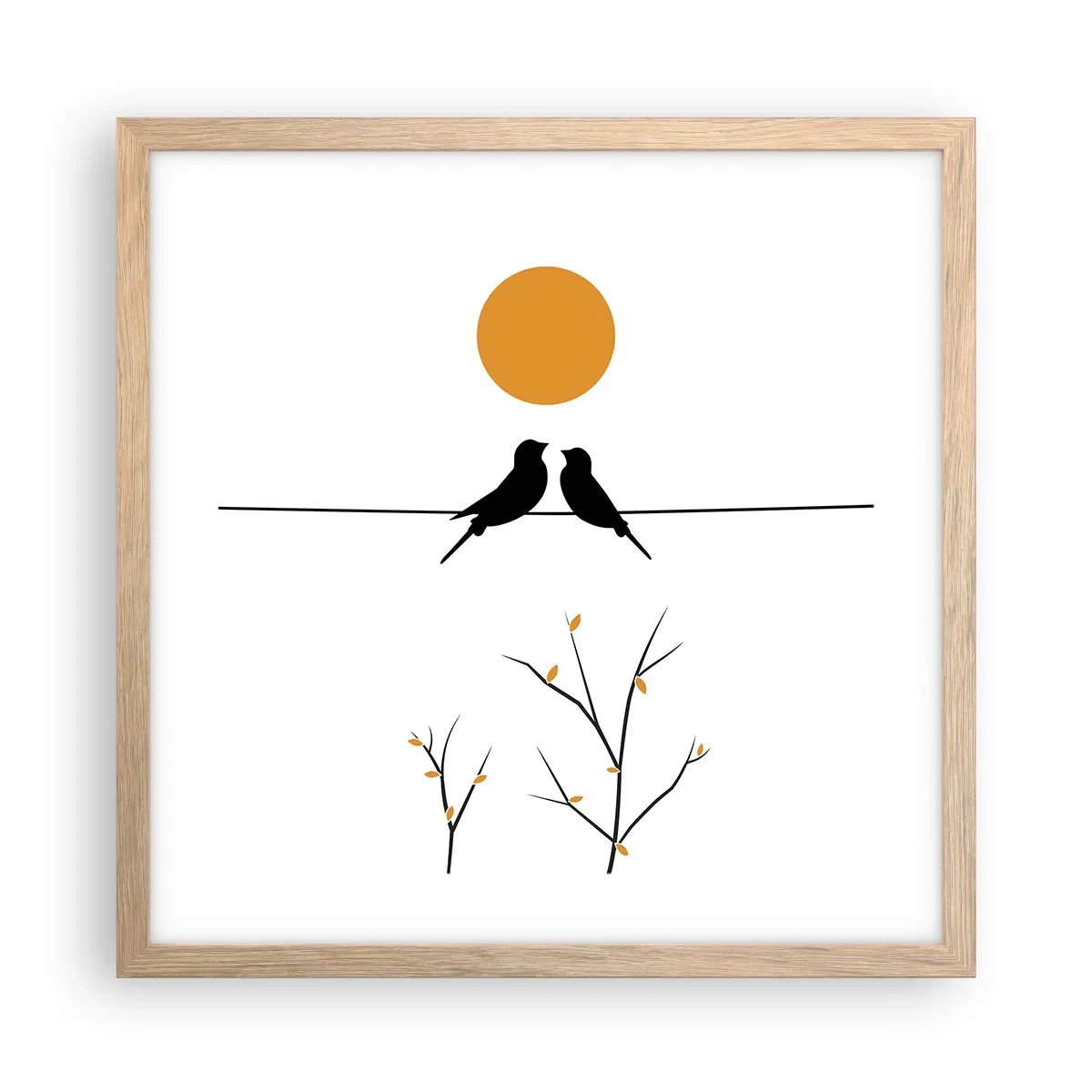 Poster in einem Rahmen aus heller Eiche - Abend der Nachtigallen - 40x40 cm