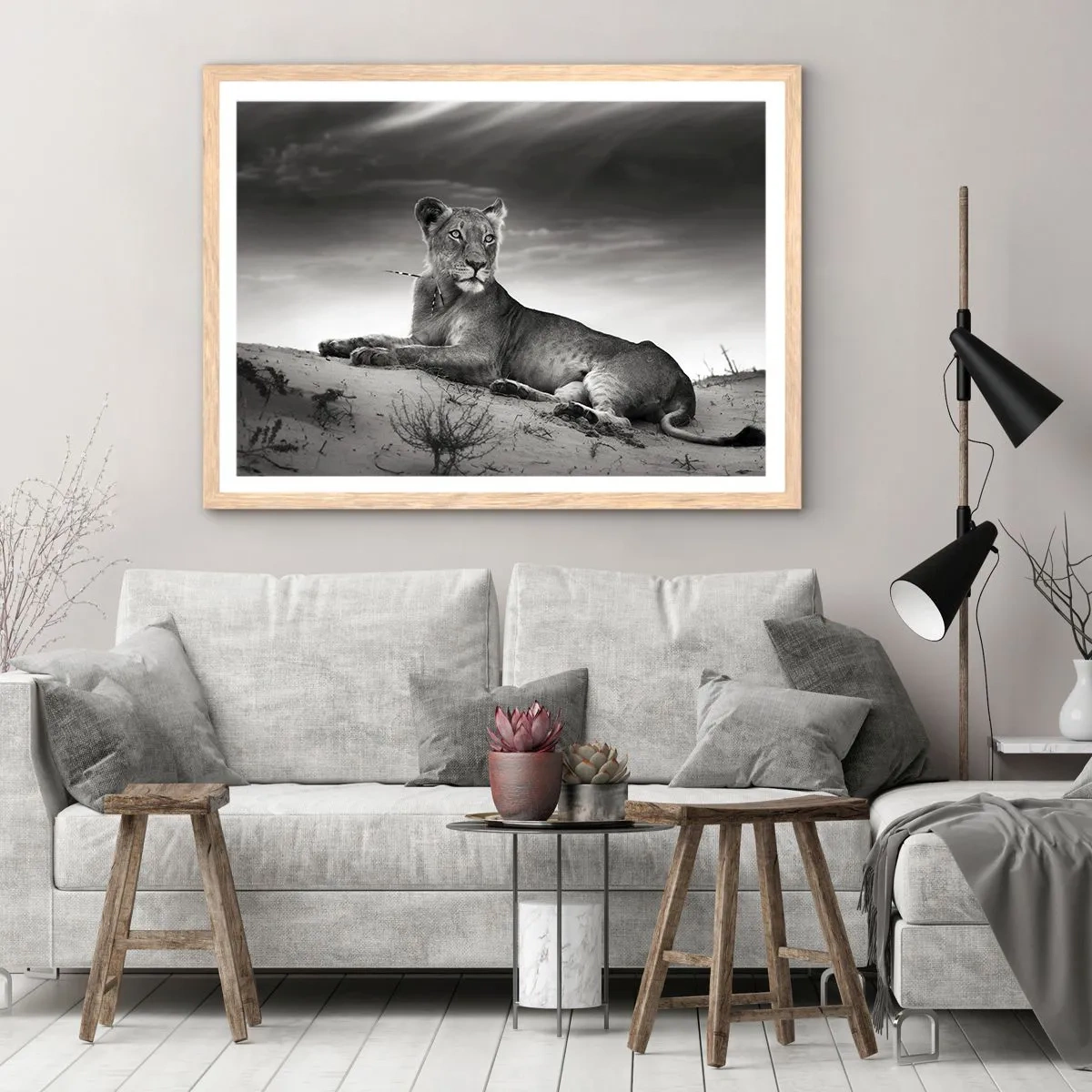 Poster in einem Rahmen aus heller Eiche - Die Königin der Wüstenruhe - 40x30 cm